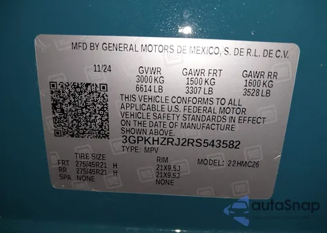 2024 Honda Prologue Elite из США, поврежденный, VIN 3GPKHZRJ2RS543582